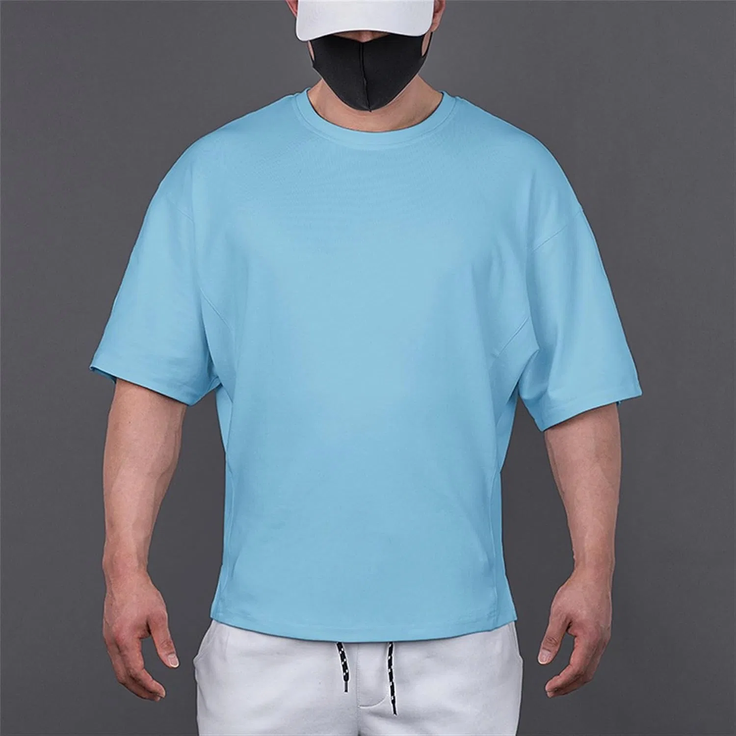 Мужская хлопковая футболка классический крой, Blue — фото 2