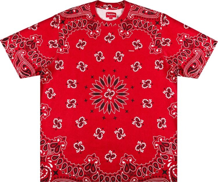 

Футболка Supreme Small Box Tee 'Red Bandana', красный