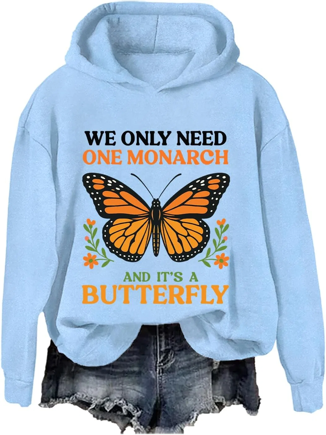 Мужская худи с принтом бабочки, Oversize, Blue