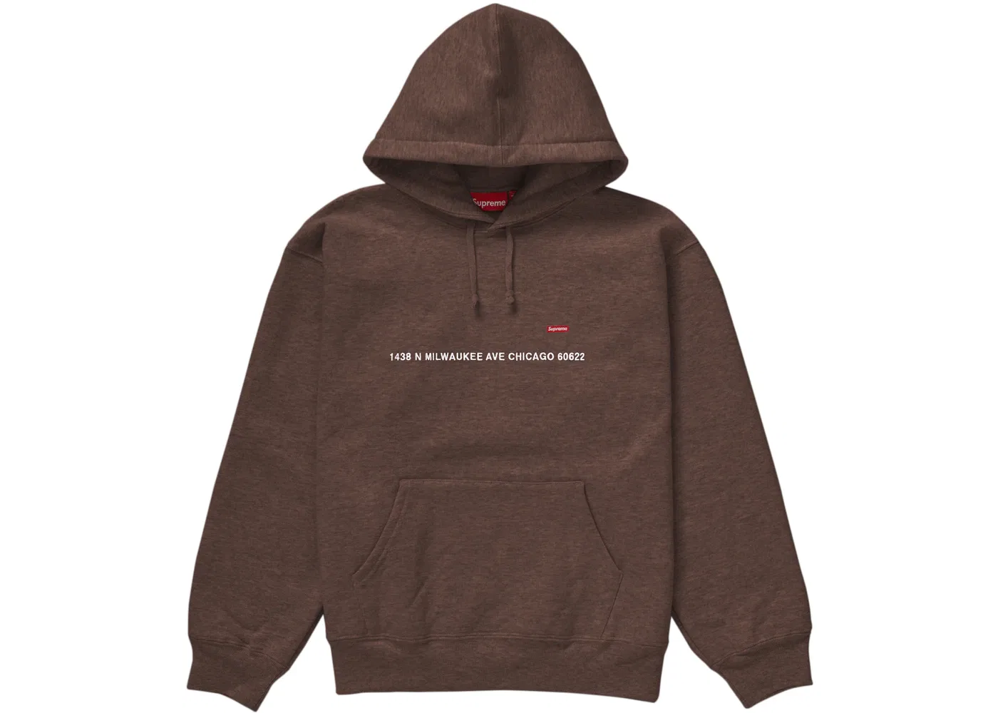 Мужской худи с нагрудным принтом Supreme Sweatshirt (Chicago Shop), Dark Brown
