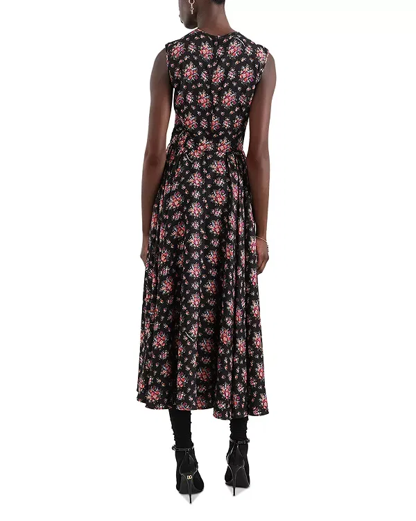Женское платье с принтом Flower Bouquet Print Charmeuse Dress Dolce & Gabbana, Black Print — фото 2