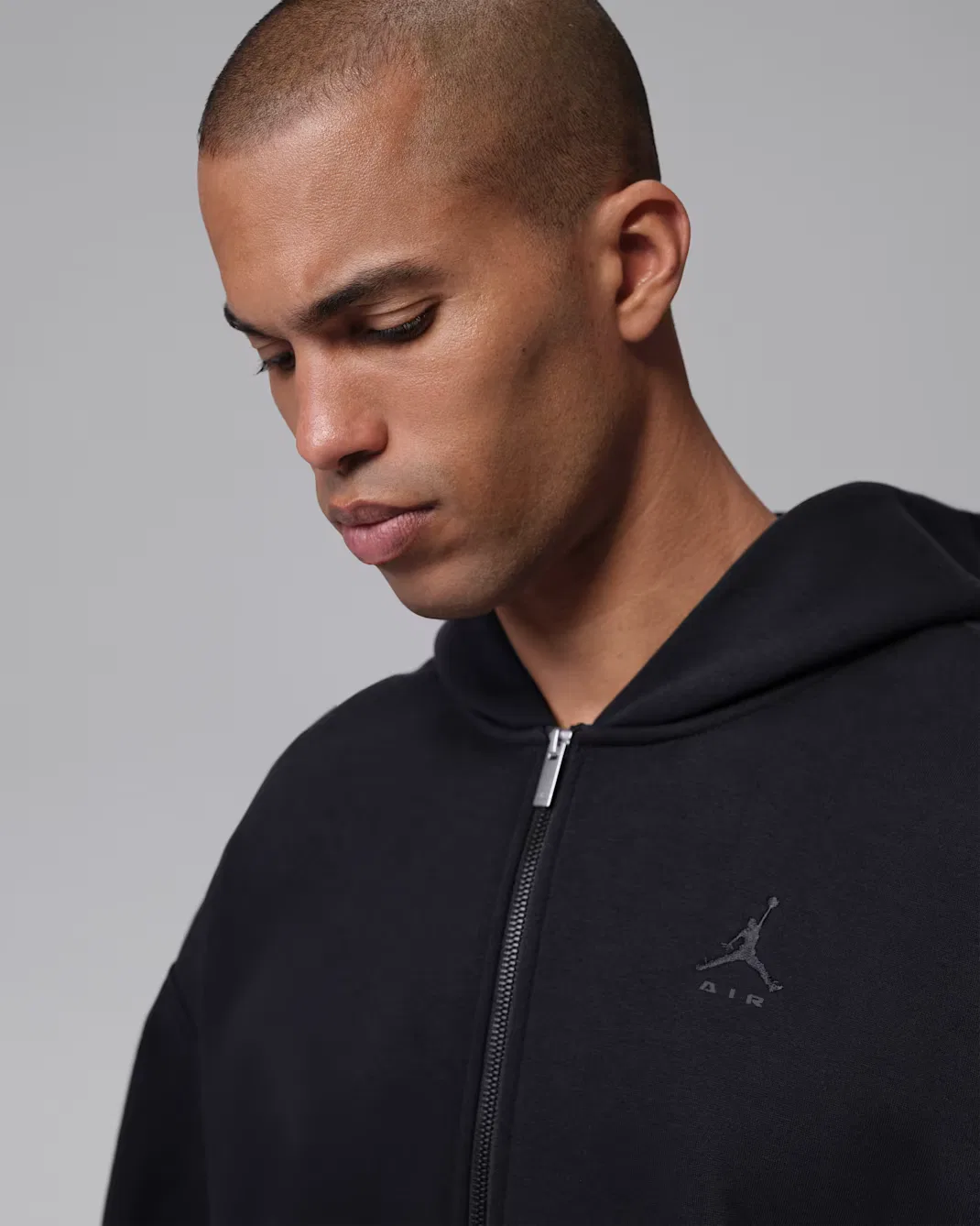 Мужская флисовая толстовка оверсайз на молнии Jordan Brooklyn, Black/Black/Dark Smoke Grey — фото 3