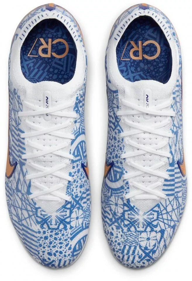 Футбольные бутсы Nike Zoom Vapor 15 Elite CR7 Ag-pro, белый/синий/желтый — фото 3