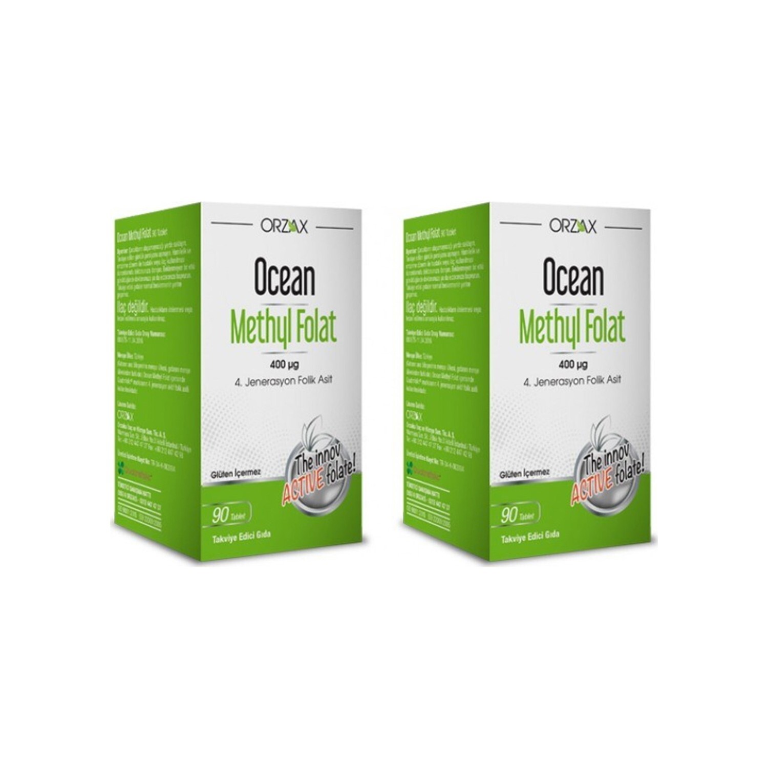 

Добавка Orzax Ocean Methyl Folate 400 мкг, 2 упаковки по 30 таблеток