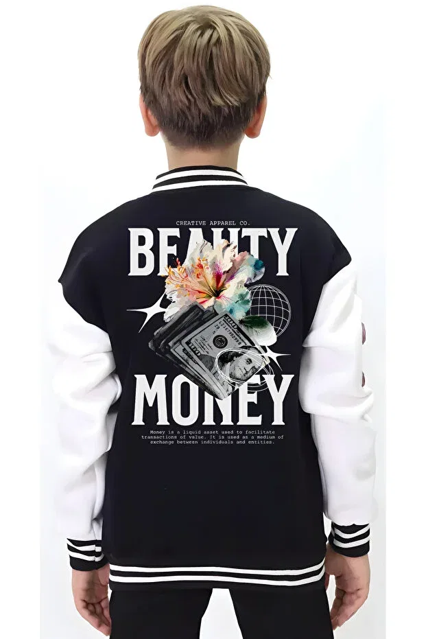 Детская куртка для девочек с принтом College Jacket Edizen, Black — фото 4