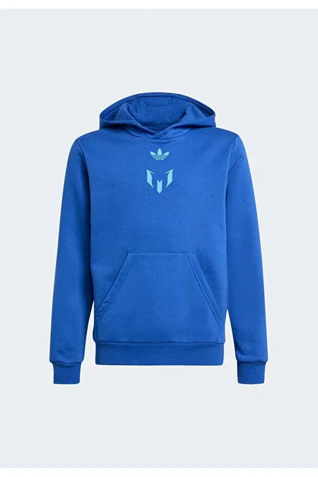 Детское худи для девочек с принтом Messi hoodie Adidas, Royal Blue — фото 4