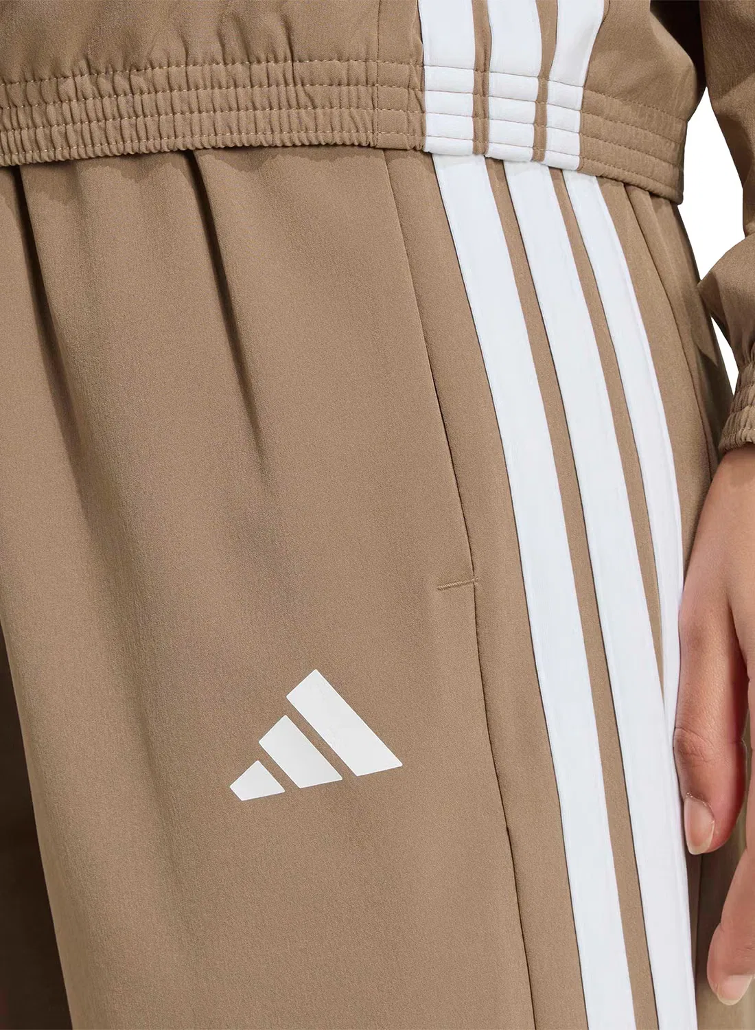 Брюки спортивные с лампасами 3-Stripes Adidas, хаки — фото 4