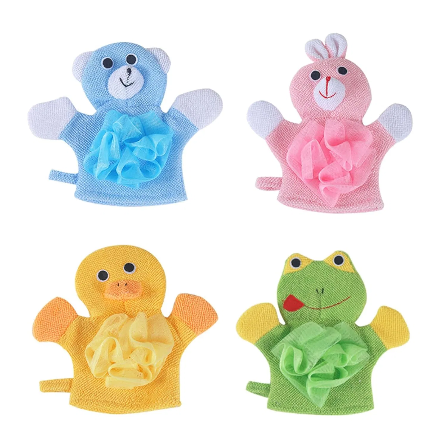 Набор банных перчаток 4 шт, VALICLUD, Pink Blue Green Yellow