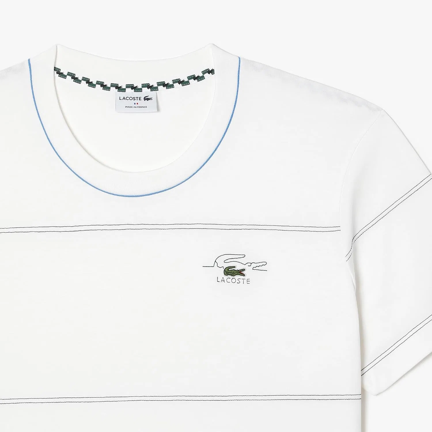 Мужская футболка свободного кроя с ребристым воротником Lacoste, Flour — фото 2