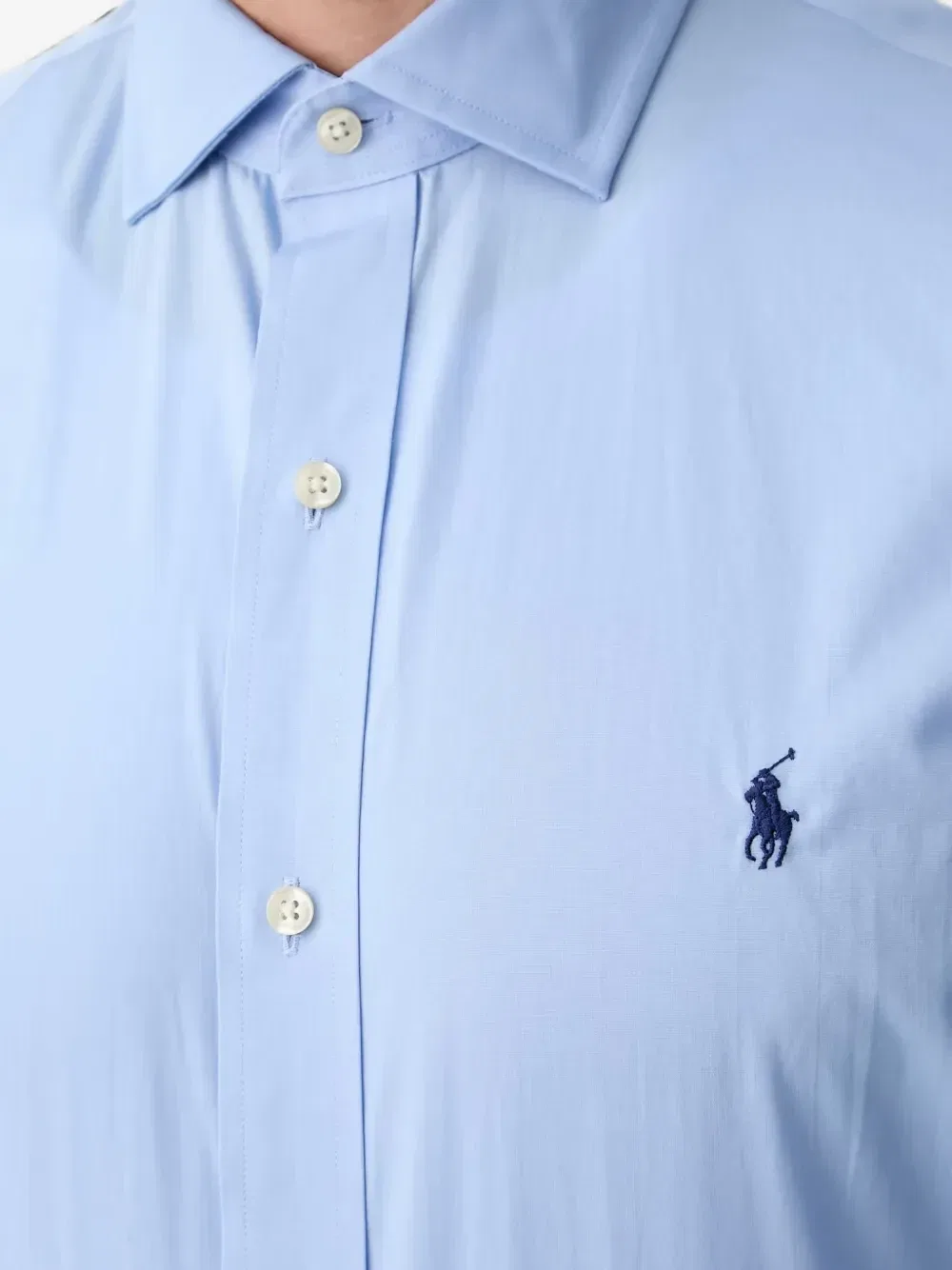 Рубашка с длинным рукавом и вышивкой логотипа Polo Ralph Lauren, синий — фото 4