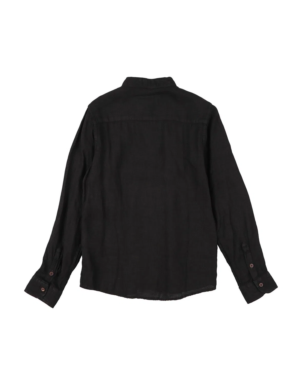 Детская рубашка для мальчиков льняная с мандариновым воротником Never Too, темно-коричневый — фото 2