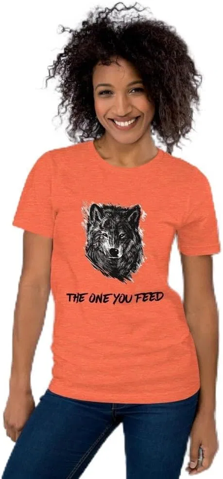 Мужская футболка с принтом Tale of Two Wolves 3001, Heather Orange