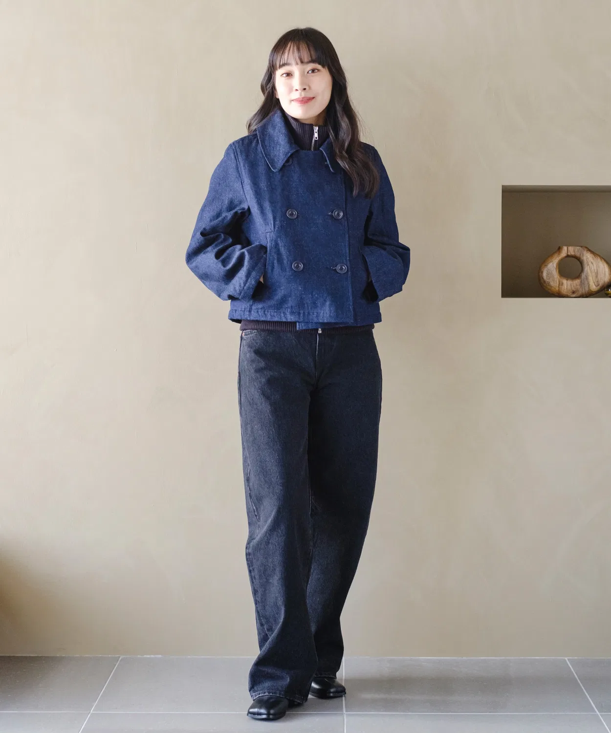 Женское пальто-пиджак с длинным рукавом с отстегивающимся жилетом Levi's Blue Tab Mariner, Dark Indigo Blue — фото 4