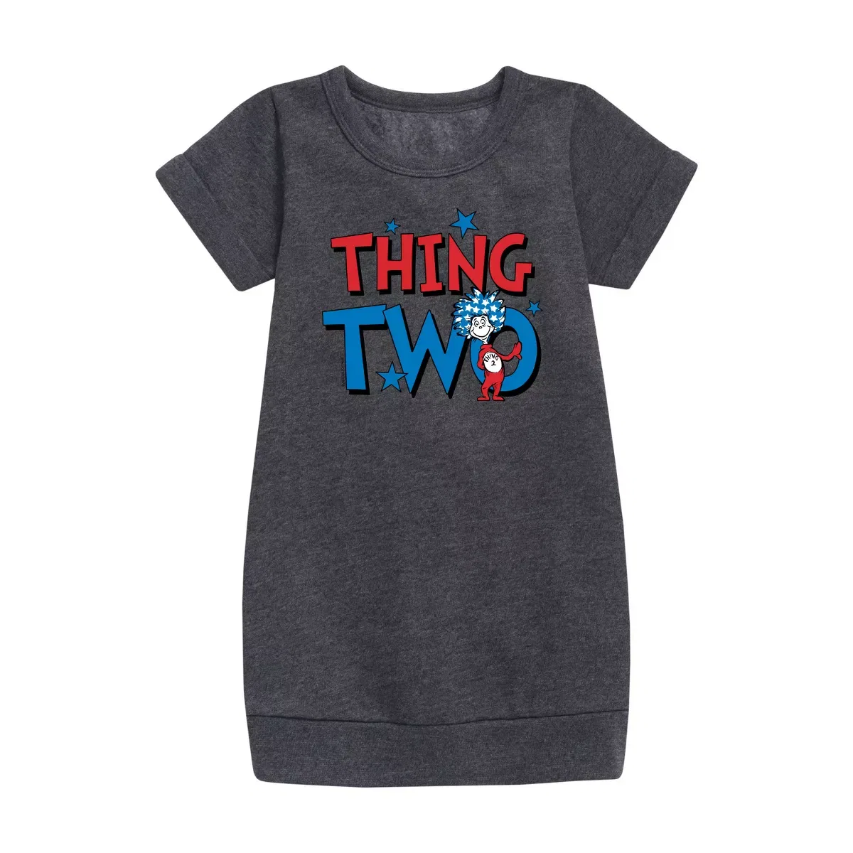 Детское платье для девочек с принтом Thing Two Dr. Seuss, Heather Charcoal