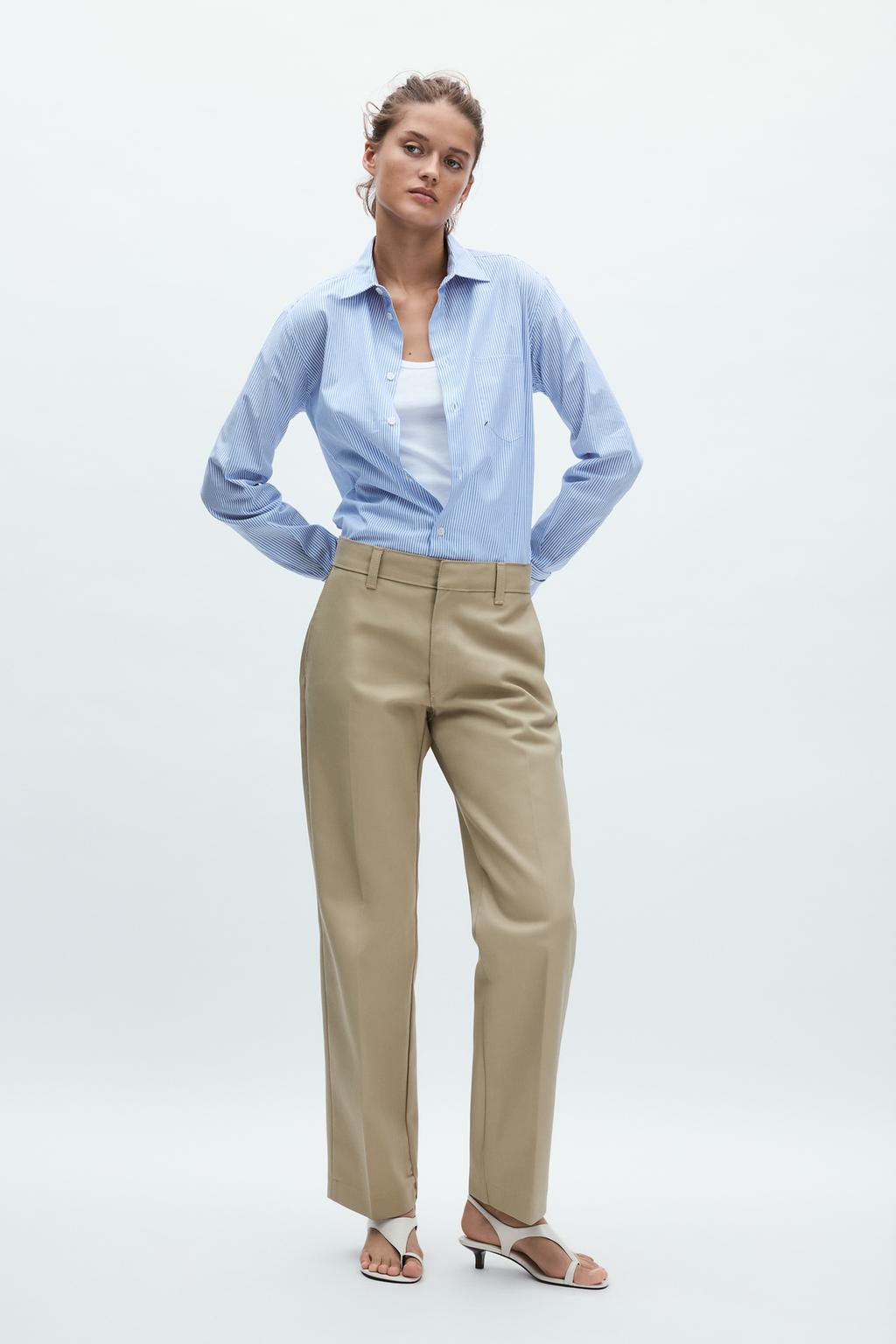 

Полосатая поплиновая рубашка ZARA, цвет Blue/White