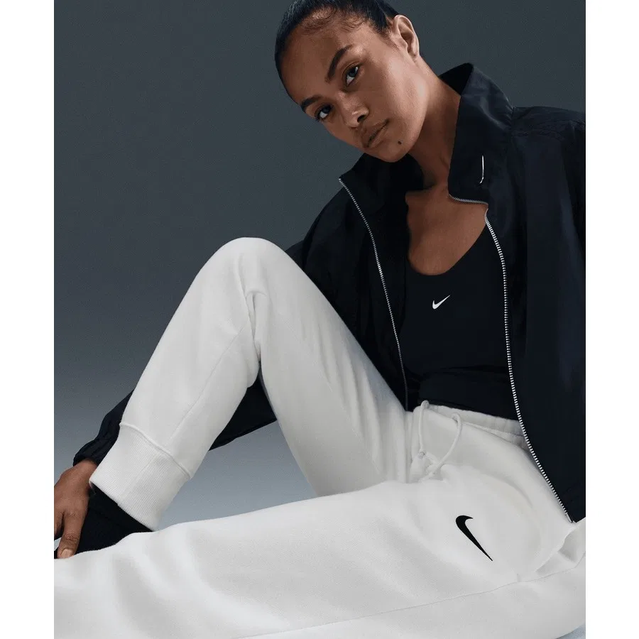 Женские спортивные штаны из флиса с поясом на резинке, модель Phoenix Fleece, Nike, Белый — фото 4