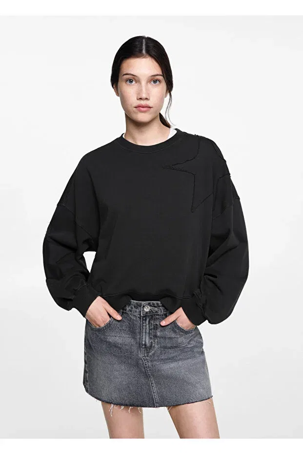 Детское худи для девочек с принтом Mango, Charcoal Color — фото 2