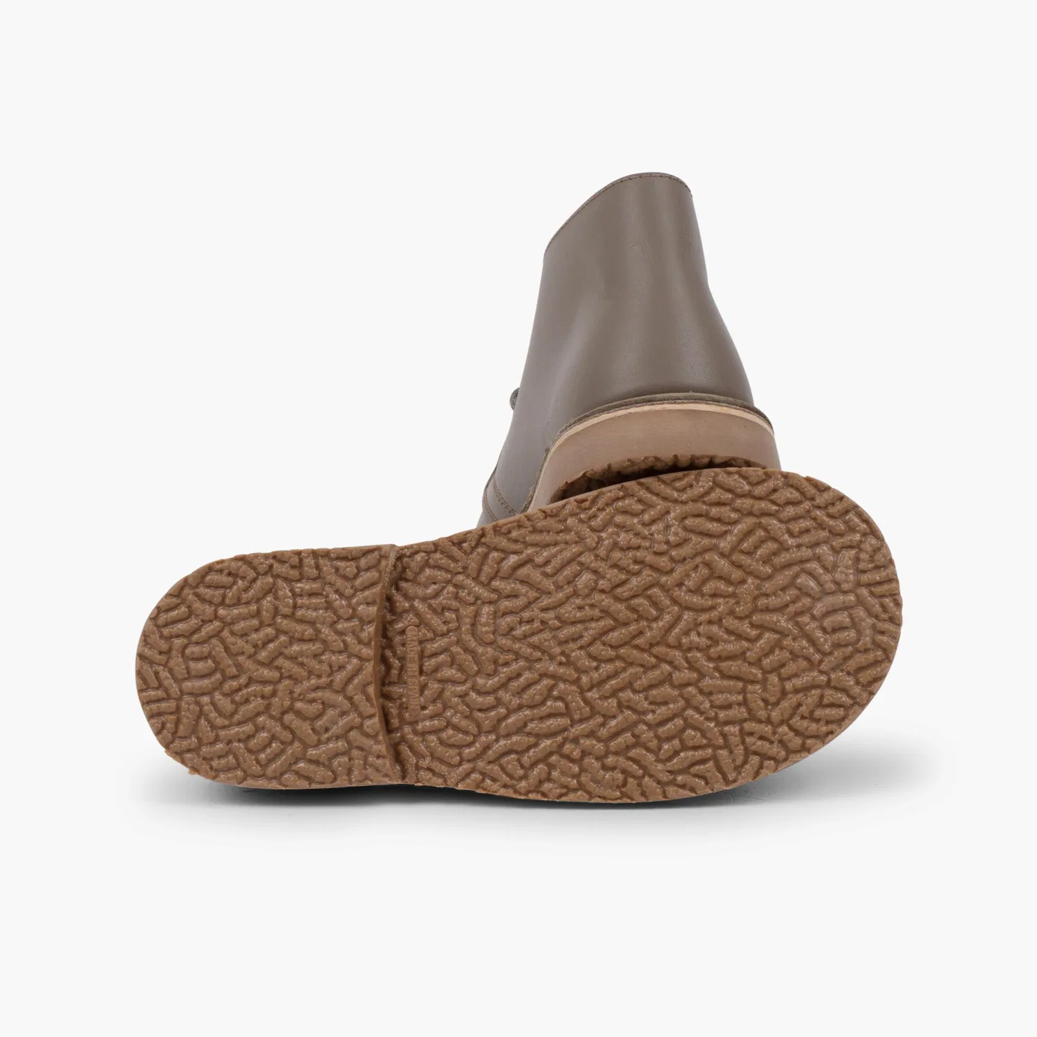 Детский ботинок с кожаным верхом Pisamonas Polacchini Pelle Lacci Interno Pelo Tipo Agnello, Taupe — фото 3