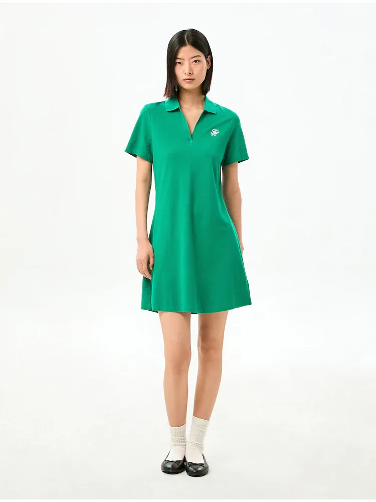 Платье поло с открытым воротом Script TOMMY HILFIGER, Green