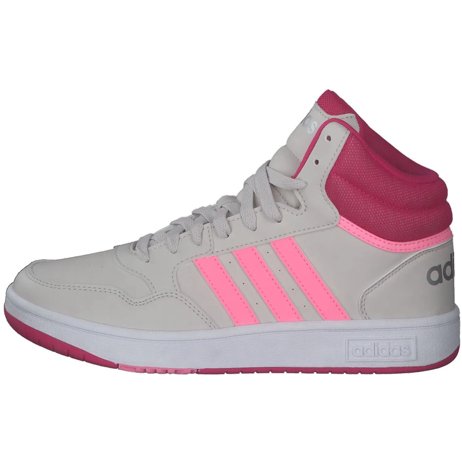 Детские кроссовки для мальчиков и девочек с закрытым носком Hoops Mid 3.0k Adidas, Grey One Beam Pink Team Real Magenta — фото 2