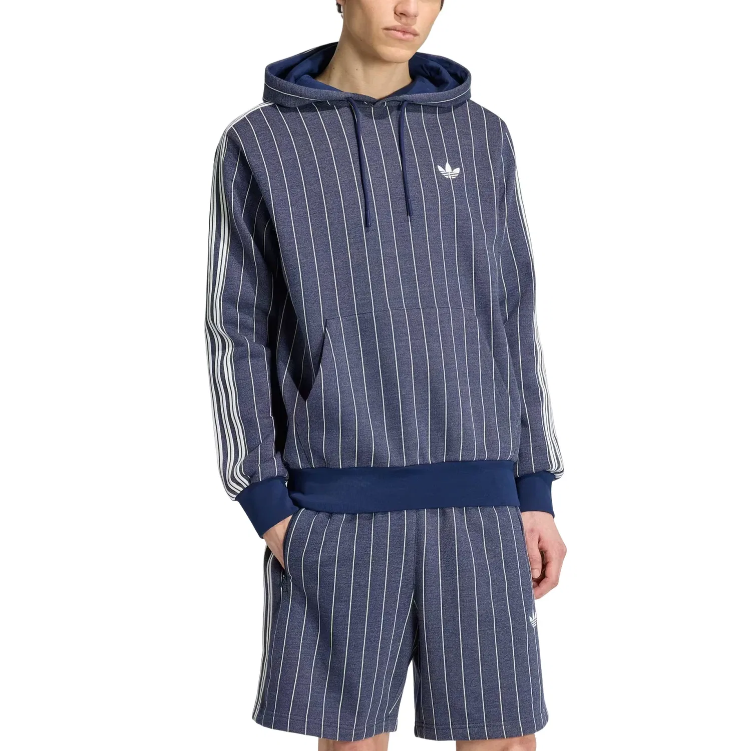 Мужское худи с принтом Pinstripes Adidas, синий — фото 2