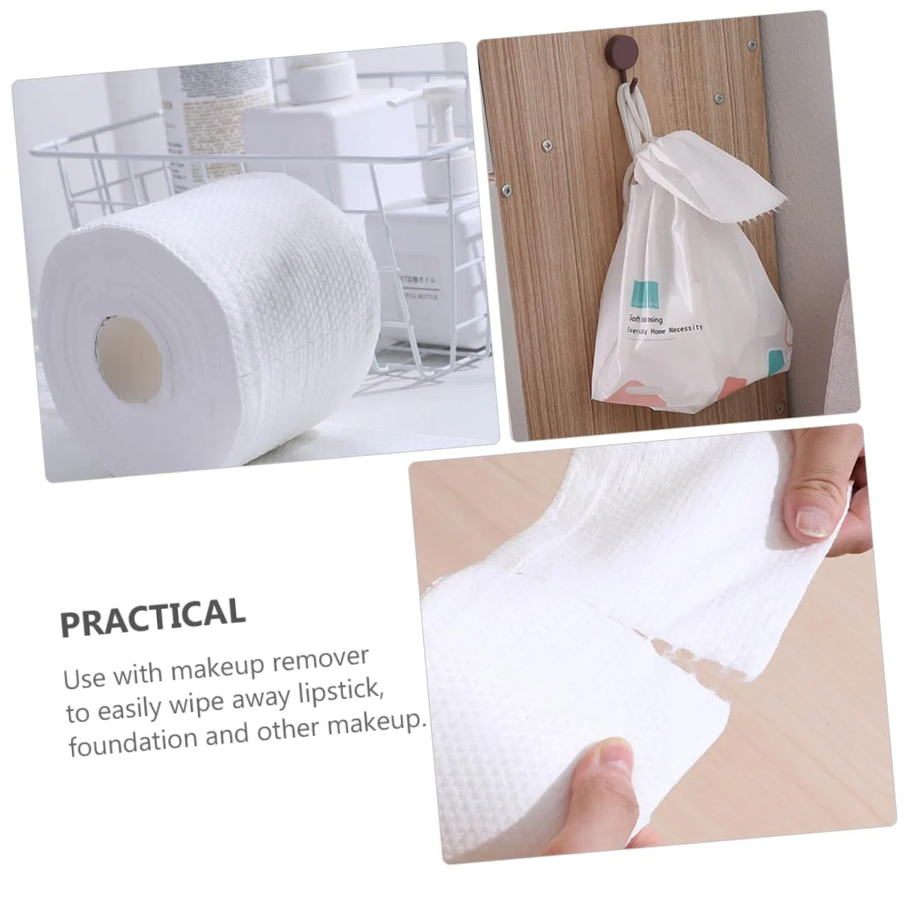 Салфетки для лица Cotton Disposable Face Cloths, упаковка 2 шт., HAPINARY, Белый — фото 4