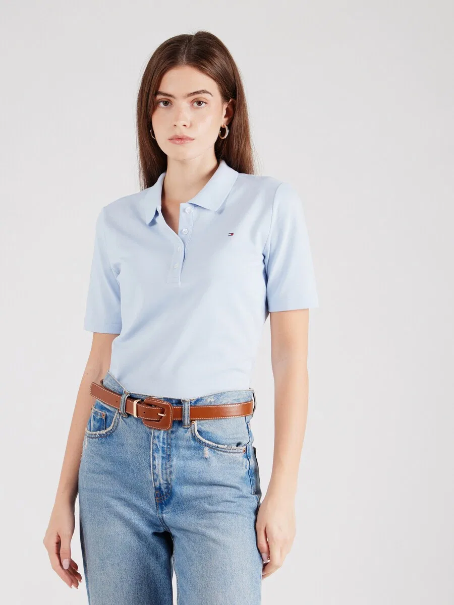 Футболка TOMMY HILFIGER '1985 Regular Fit' пастельно-голубого цвета — фото 3
