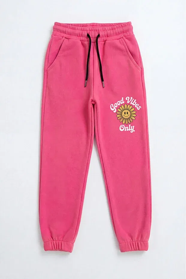 Детский комплект спортивных штанов для девочек с принтом Fyk Collection, Gray-Black-Fuchsia-Navy Blue-Yellow — фото 4