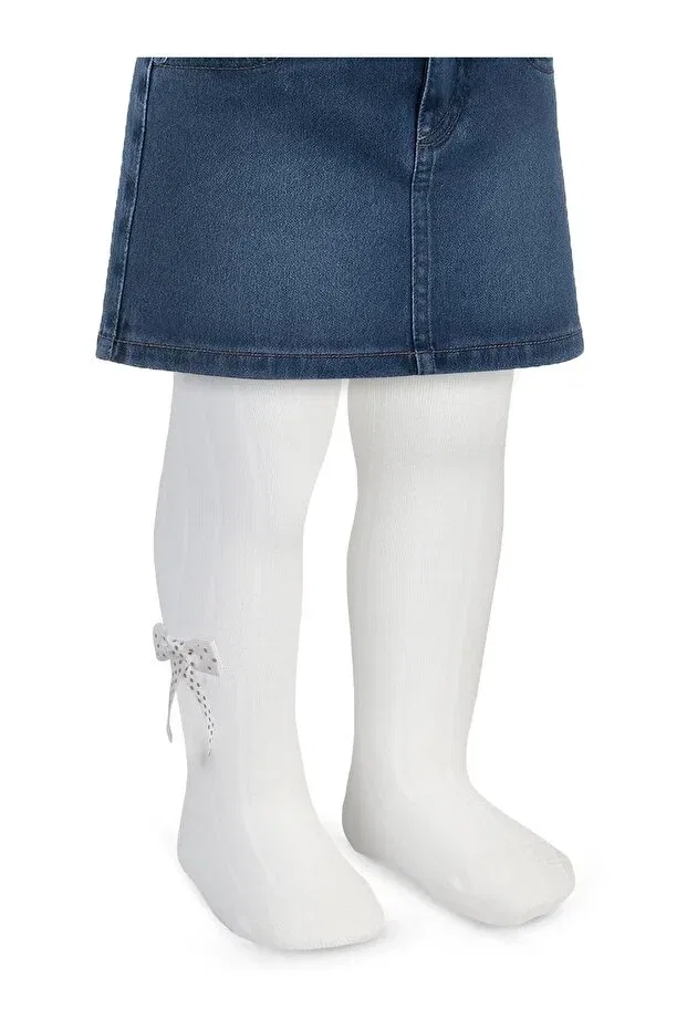 Детские колготки для девочек с принтом 6-Piece baby girl tights with derby accessories Civil Baby, Ecru