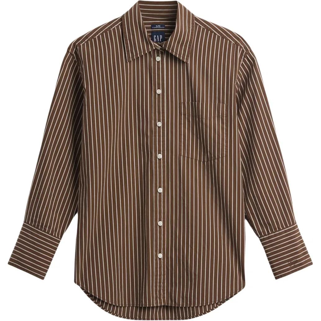 Женская рубашка с лацканами Brown Stripes GAP