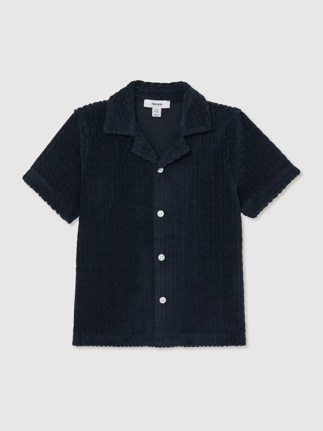 Рубашка с кубинским воротником Reiss Navy Shore, 3-9 лет, синяя