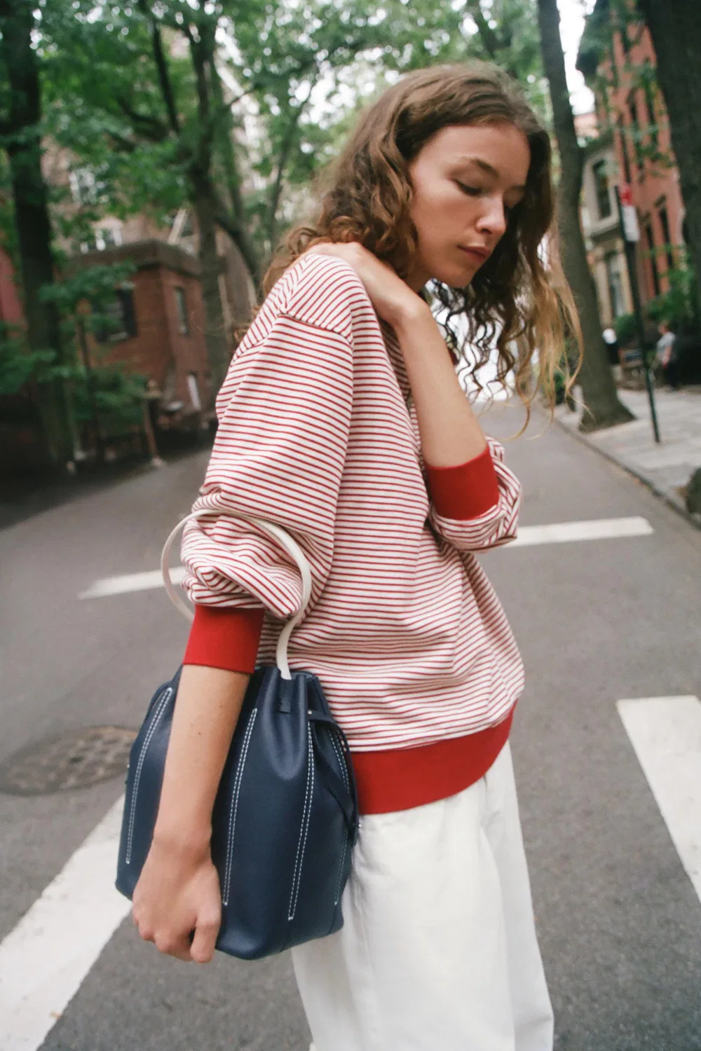 Полосатая толстовка на молнии ZARA, Red/White — фото 2