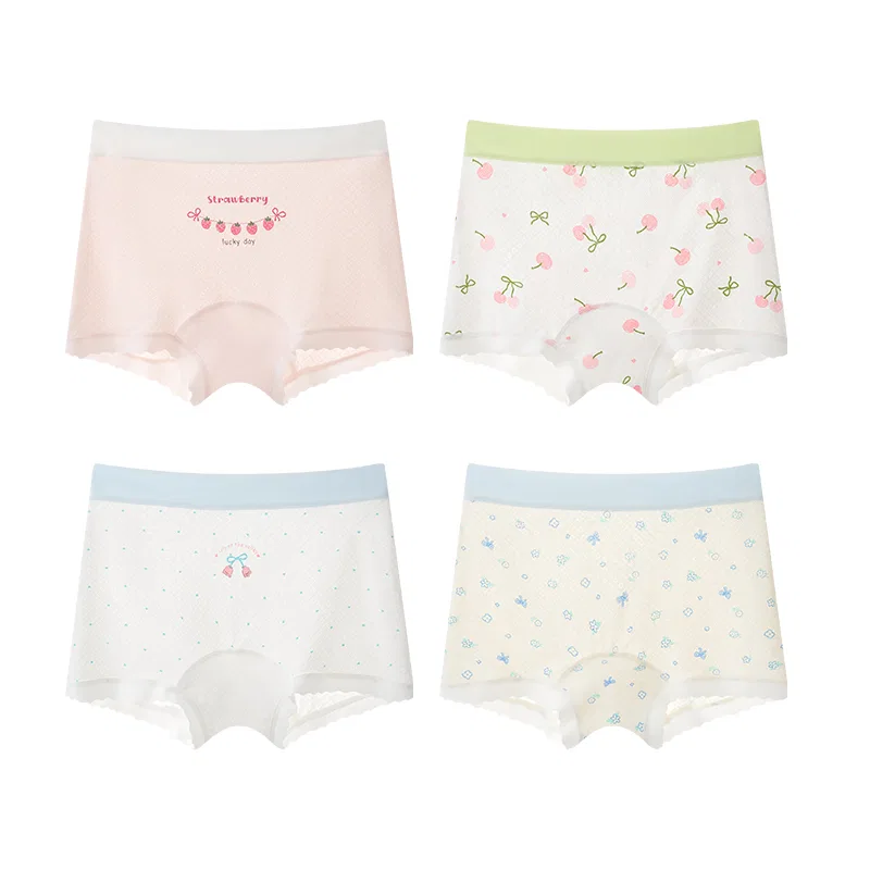 Детские трусы-боксеры с принтом, комплект из 4 штук, 4 Pack[Pink+Green+White+Apricot], MIIOW
