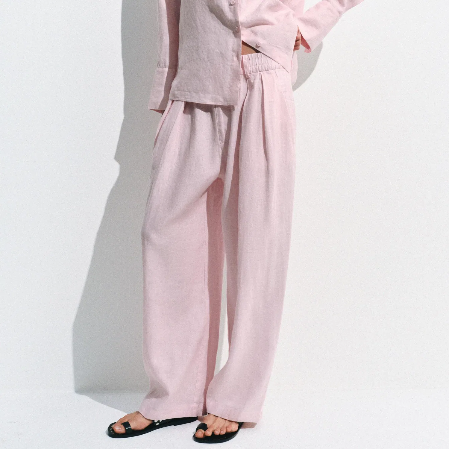 Женские брюки свободного кроя Pink ZARA, Pink — фото 4