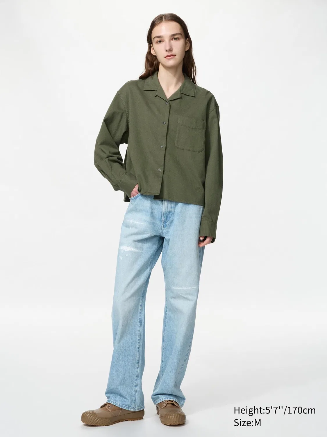 Рубашка Uniqlo, свободный крой, натуральный — фото 2