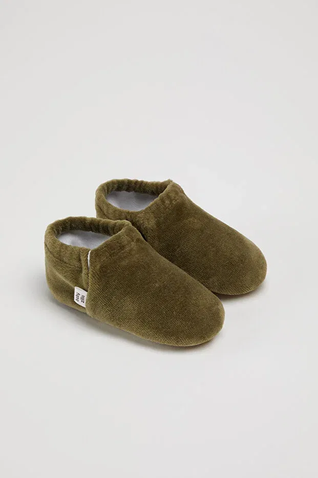 Детские пинетки для новорожденных с органическим хлопком Classic slip-on Babyzilla, Khaki