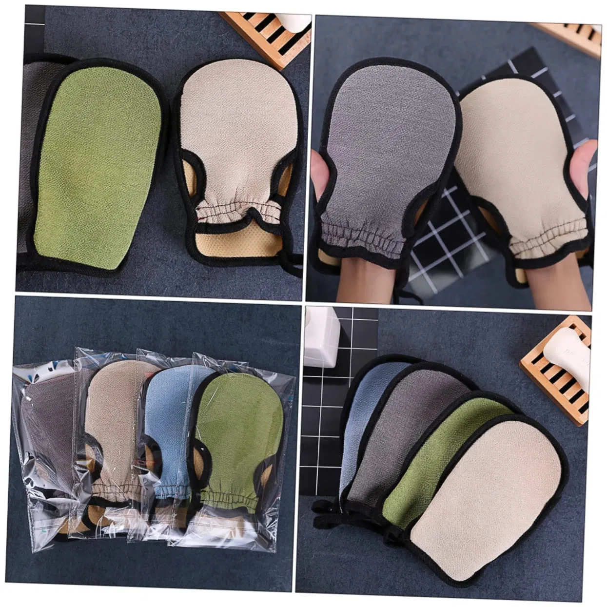 Перчатки для ванны отшелушивающие Healvian, набор 12 шт, 24x14x1.5 см, цвет в ассортименте — фото 3