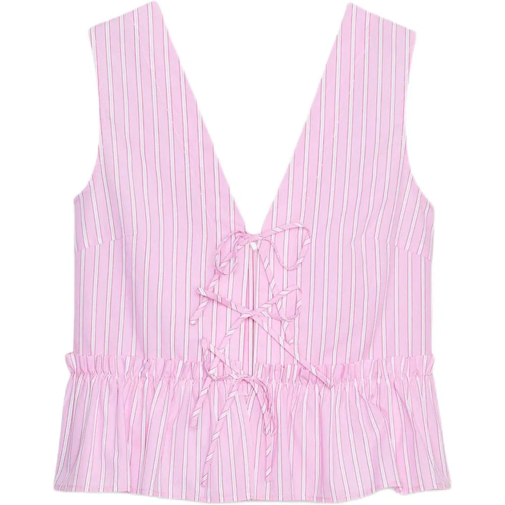 Женский топ-майка без рукавов с V-образным вырезом Pink/White ZARA, Pink/White