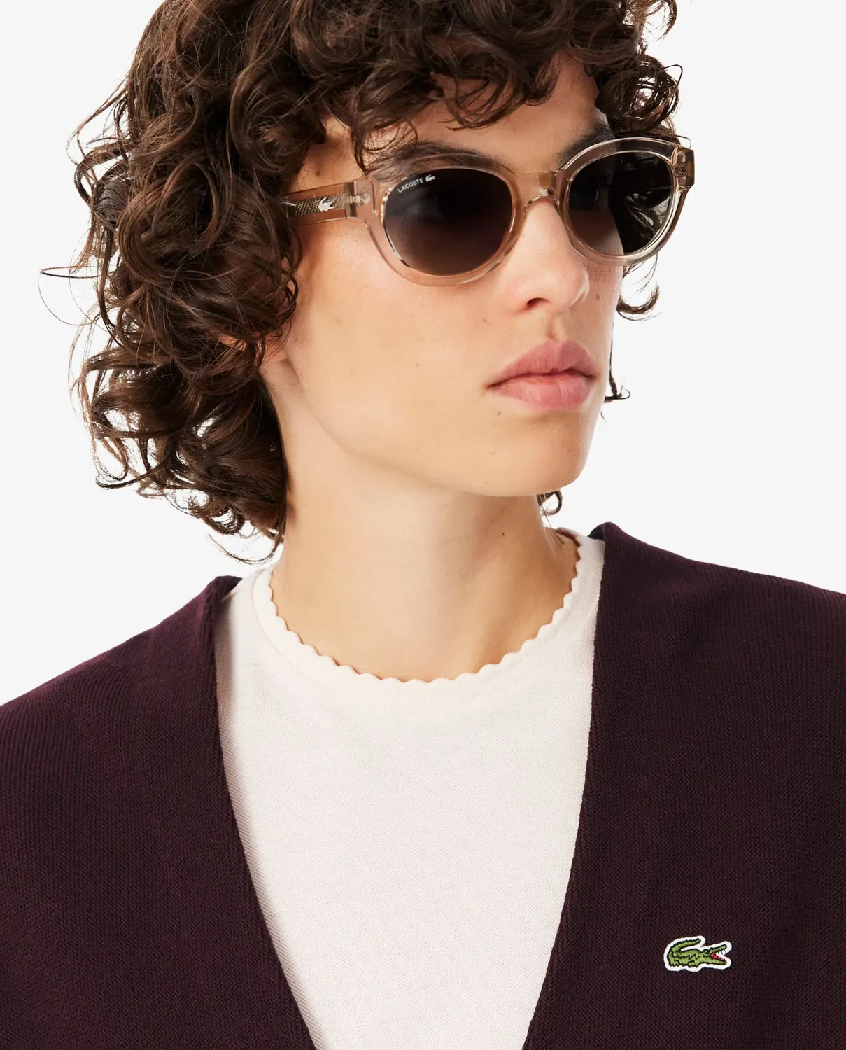 Кардиган женский Lacoste Marrón с V-образным вырезом — фото 3