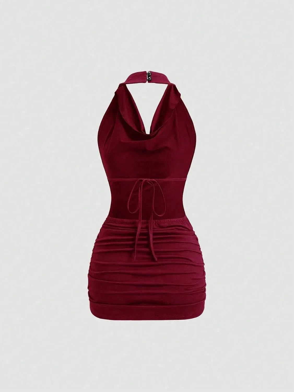 Женское облегающее мини-платье с запахом Bodycon Cocktail, Burgundy — фото 2