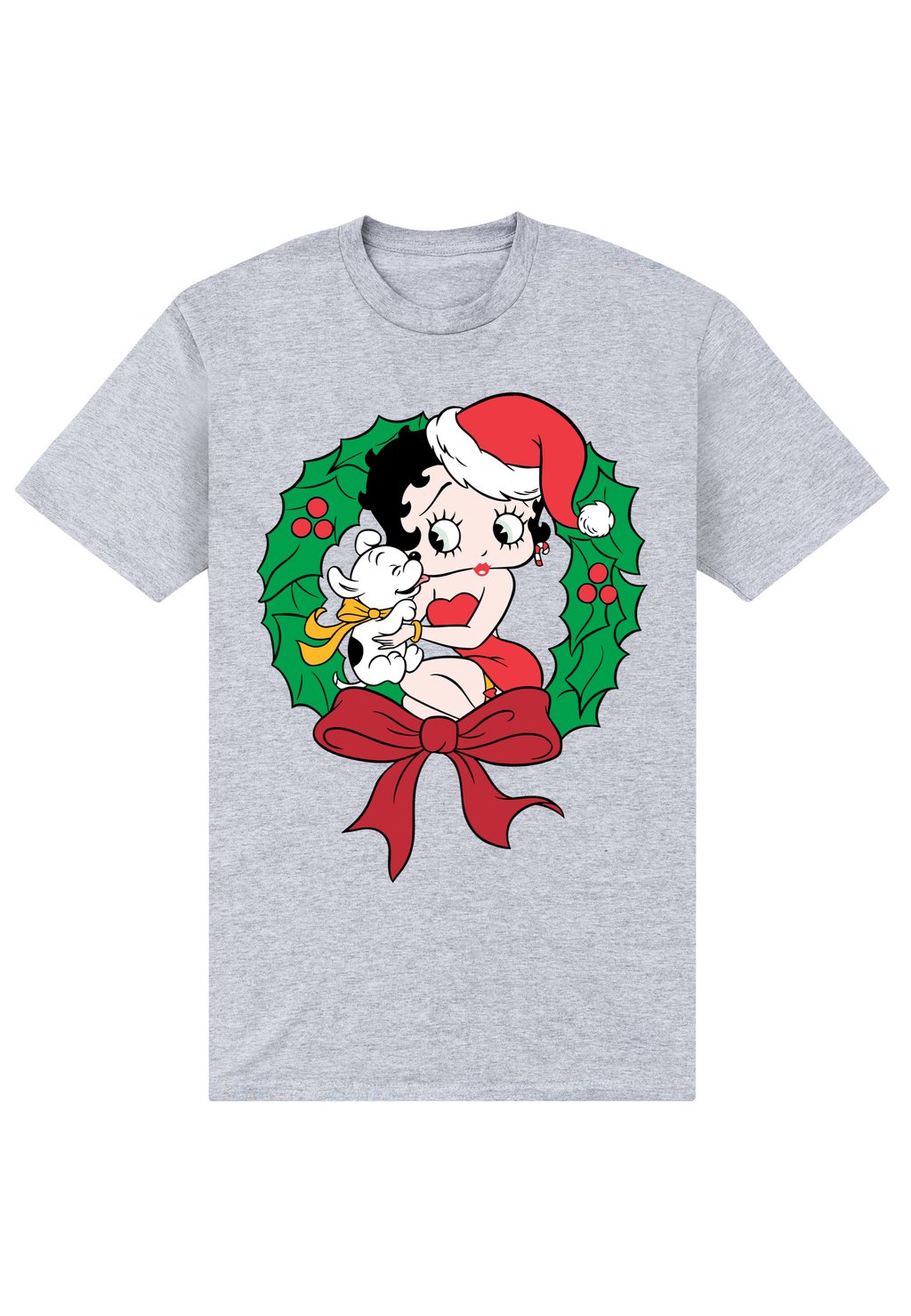 

Футболка с принтом BETTY BOOP CHRISTMAS PUDGY WREATH Henry Tiger, светло-серый