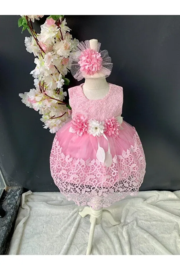 Детское платье для девочек с принтом Mevlüt Dress Petite Ponpon Baby, Pink