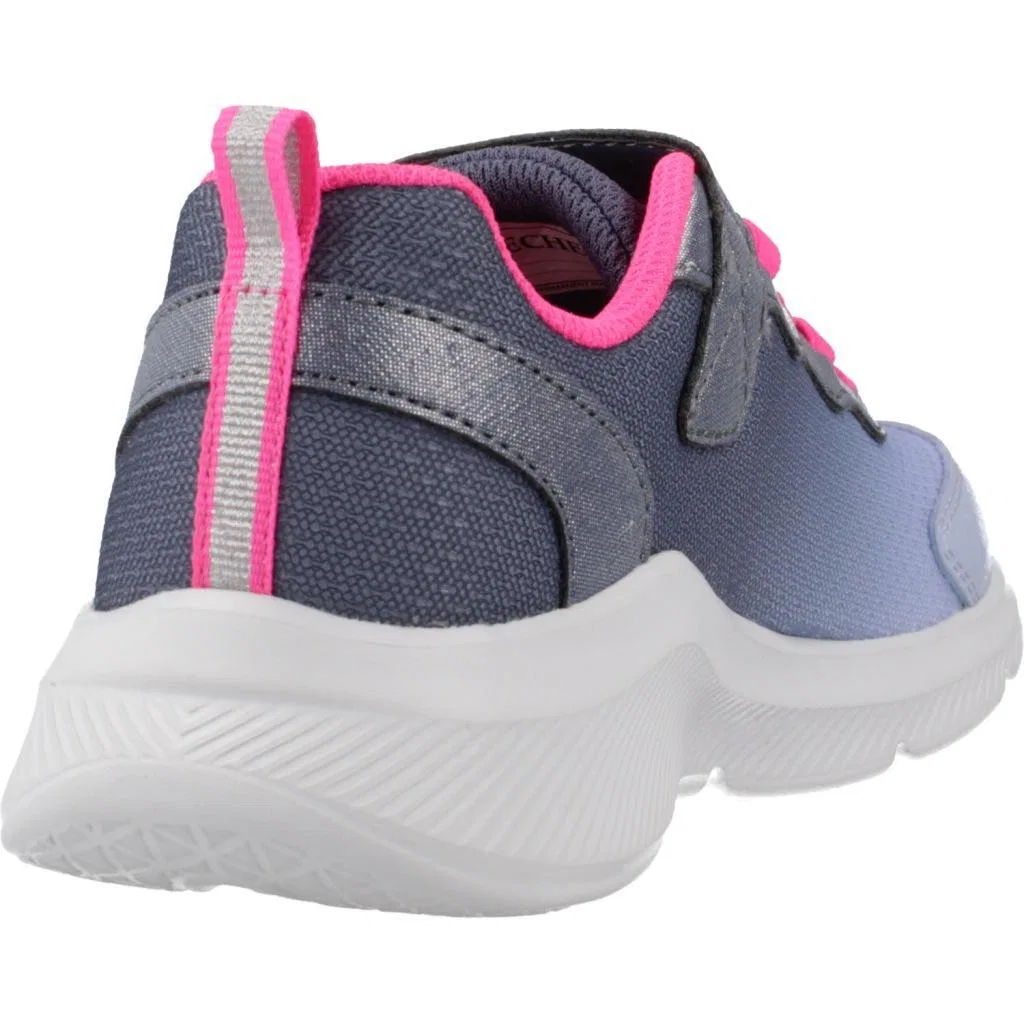 Детские кроссовки с принтом Sole Swifters - Cutie Walk Skechers, Blau Flussgrau Blasses Korallenorange — фото 3