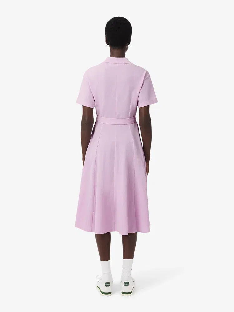 Платье поло LACOSTE Pink, приталенное с поясом — фото 3