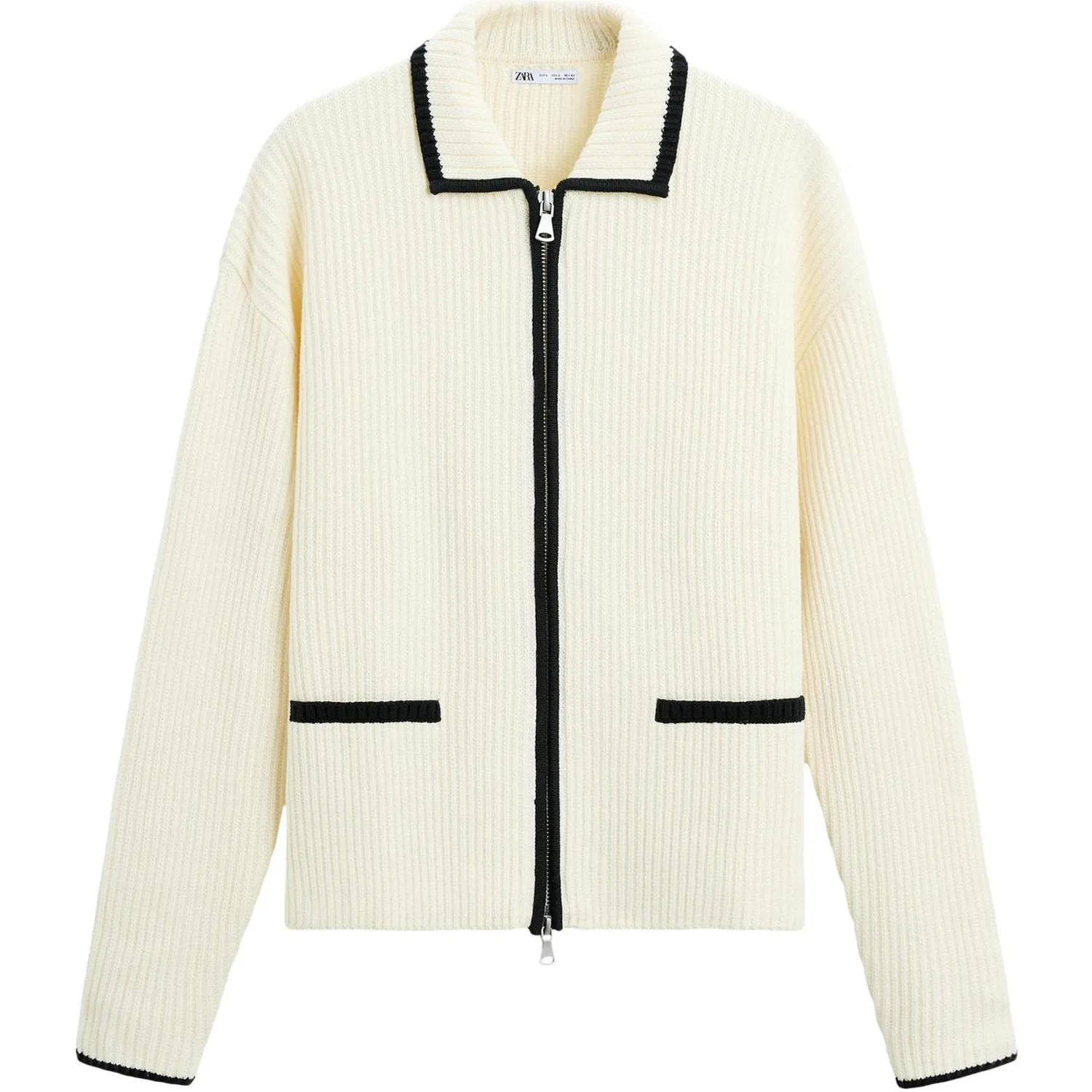 Мужской кардиган с воротником ZARA, Raw White