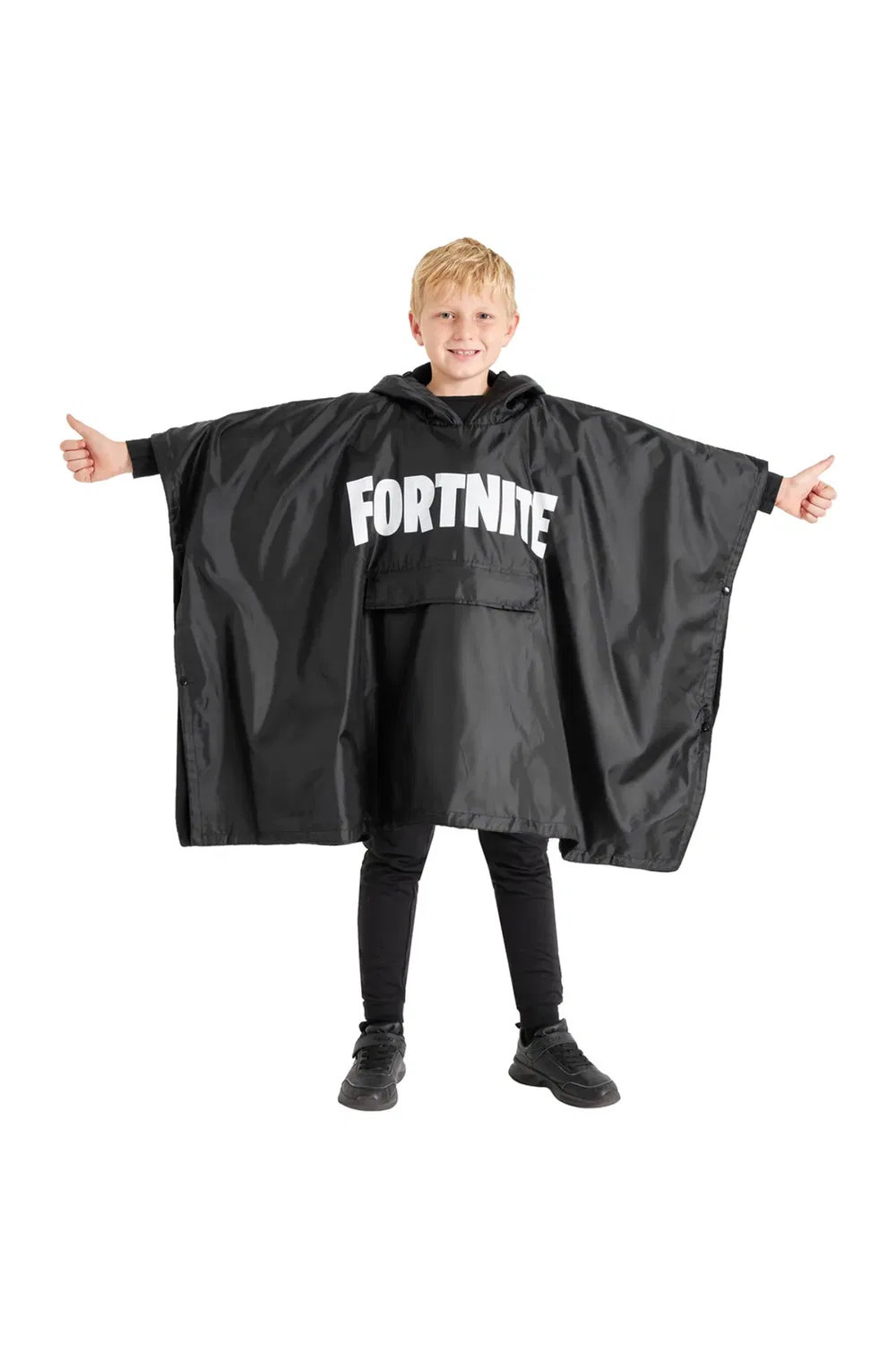 Детский дождевик-пончо с сумкой Fortnite, Black