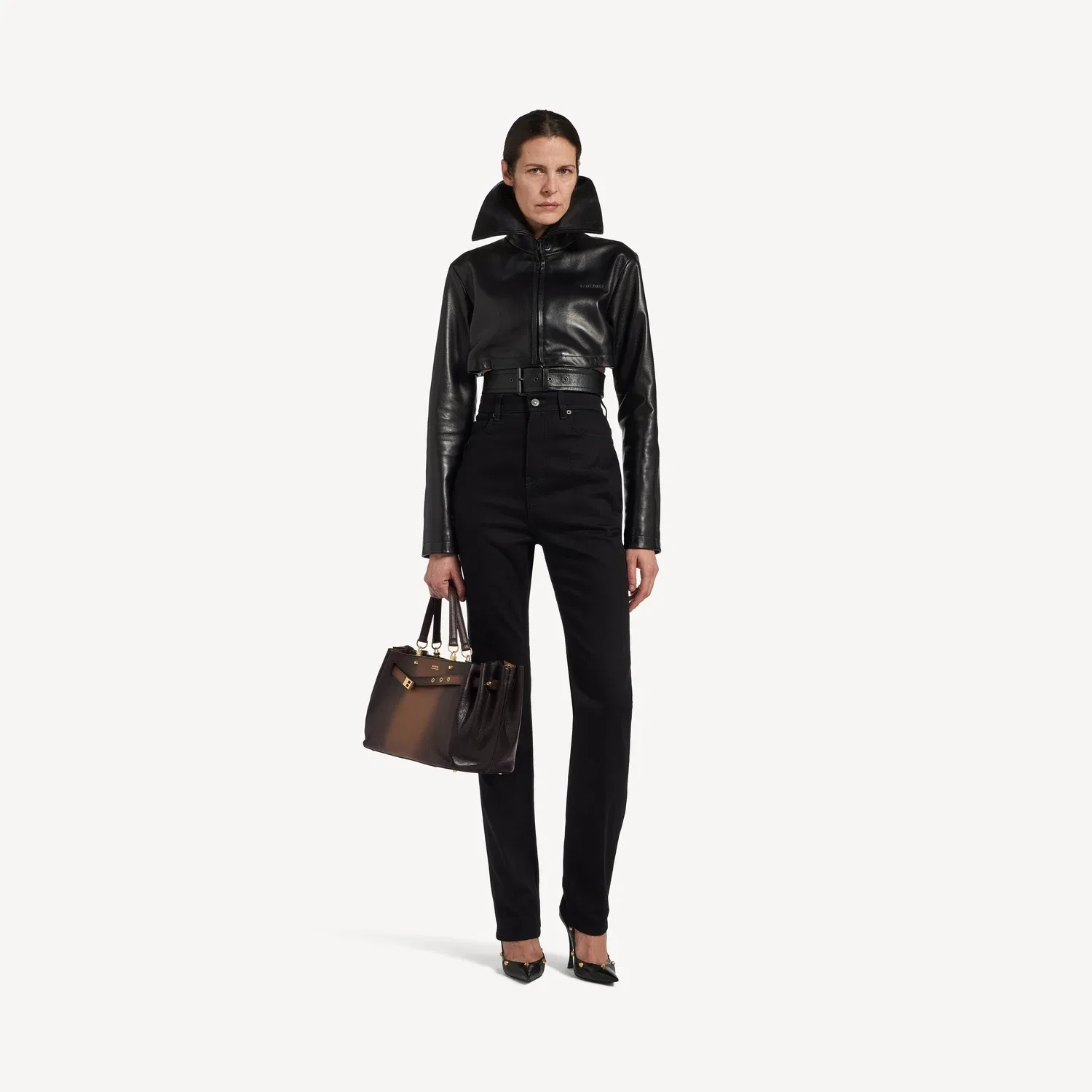 Укороченная женская куртка черного цвета Balenciaga, черный
