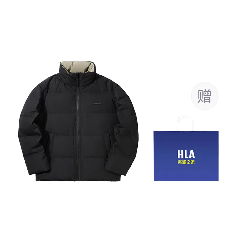 Детский пуховик без капюшона с принтом HLA, Black 1 A (Shopping Bag Included)