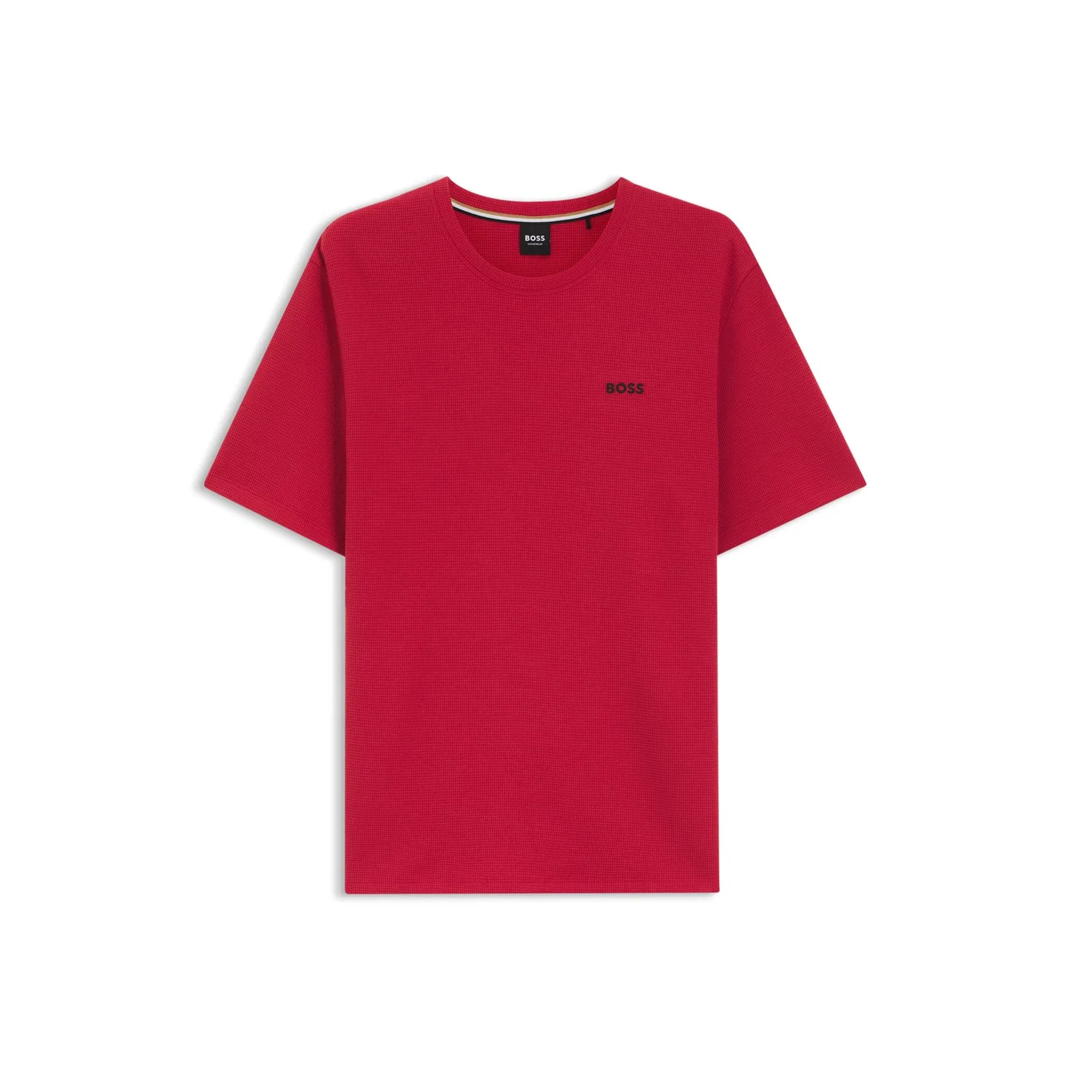 Мужская пижамная футболка с вафельной текстурой BOSS, Medium Red — фото 4