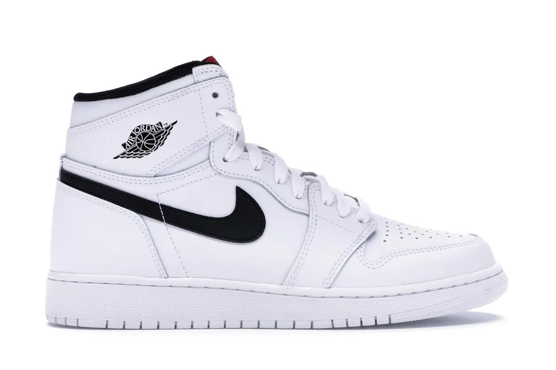 Детские кроссовки с перфорированной кожей Jordan 1 Retro High Yin Yang White, White/Black-White